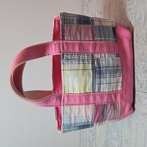 L.L. Bean Vintage Plaid Pink Boat and Tote Mini Bag Canvas
